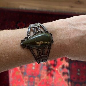 Vintage Green Stone Cuff, small/medium